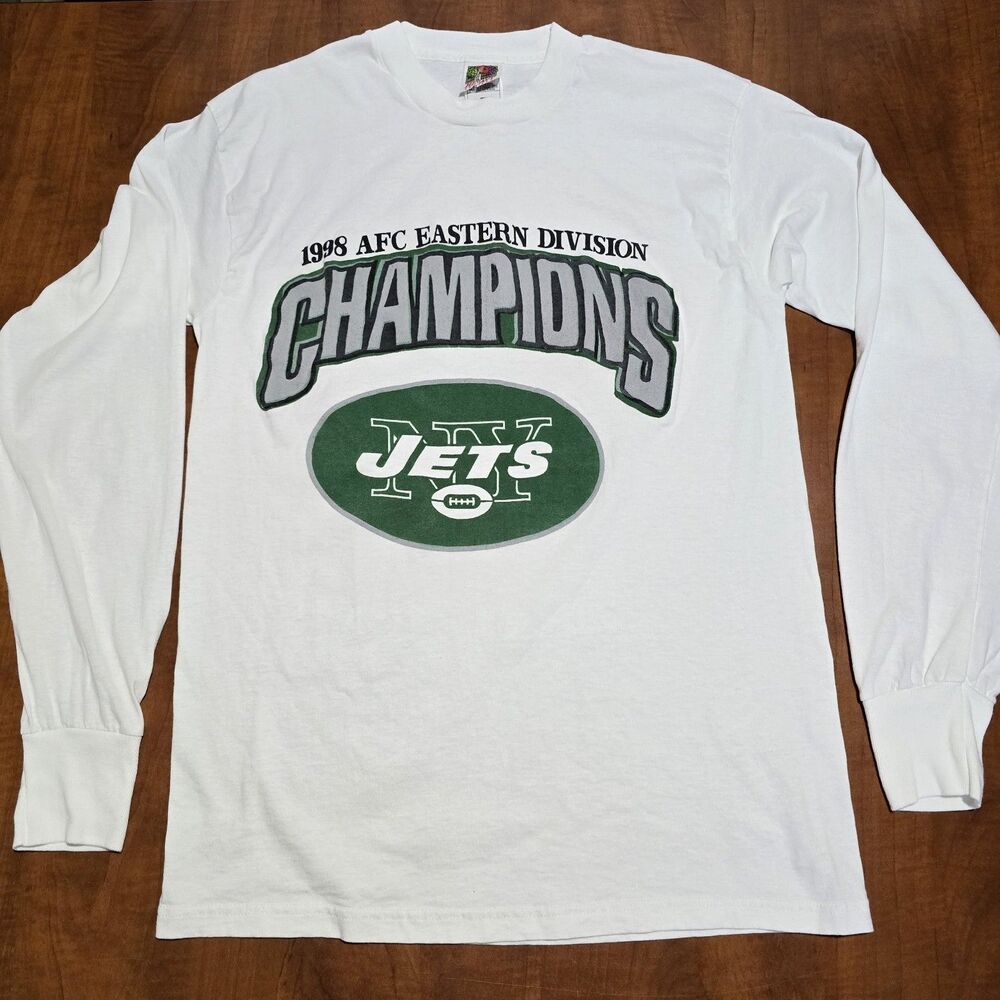 Fruit Of The Loom Vintage 1998 New York Jets AFC Champs Crew Neck Graphic Tee L